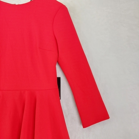 Express Red Long Sleeve Fit & Flare Casual Midi Dress 892 - Picture 4 of 10